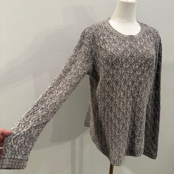 Jeanne Pierre Textured Cotton Knit Women Sweater M Taupe Gray Cozy Neutral Fall - Picture 4 of 7